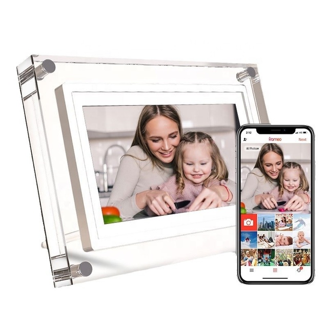 5/7/10 inch WiFi touch screen acrylic transparent digital photo frame 1280x800 resolution supports photo and video playback