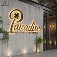 Enseigne Murale Métallique Lumineuse 8K Effet Miroir Doré Rétroéclairé pour Entreprises, Publicité et Signalisation Directionnelle, IP65 – Fournisseur Direct Usine