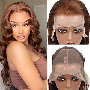 Parrucche anteriori del merletto dell'onda del corpo parrucca umana al 100% per le donne parrucche dei <span class=keywords><strong>capelli</strong></span> umani marrone <span class=keywords><strong>cioccolato</strong></span> 13*4 Pre pizzicate con i <span class=keywords><strong>capelli</strong></span> del bambino - Product Image 4