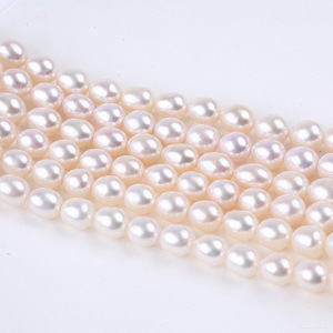 ลูกปัดข้าวขาวขนาด 9-10 มม. ไข่มุกน้ำจืดธรรมชาติ แบบหลวม วัสดุกึ่งสำเร็จรูปสำหรับงาน DIY เครื่องประดับทำมือ เช่น สร้อยคอ สร้อยข้อมือ - Product Image 2