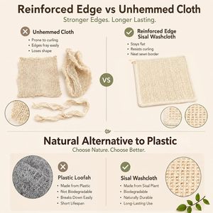 Chiffon de nettoyage personnalisé avec logo, en sisal naturel, serviette de salle de bain, lingettes multi-usages pour la maison, en lin, chanvre et coton - Product Image 4