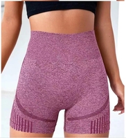 Shorts décontractés à taille haute en nylon à séchage rapide, couleur unie, haute élasticité, leggings de sport, yoga, sans couture pour femmes