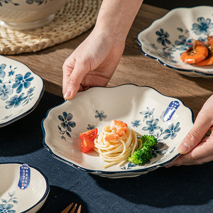 Nouvelles collections de vaisselle rétro de luxe léger en céramique, compatibles micro-ondes, motif végétal, idéales pour l'inauguration de la maison et les restaurants, au design élégant. - Product Image 4
