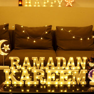 Lettere LED Eid Mubarak a Batteria, Luci Decorative per <span class=keywords><strong>Capodanno</strong></span>, Ramadan Kareem, Illuminazione da Parete e Tavolo Y561 - Product Image 1