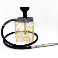 Nouveau narguilé acrylique ensemble 8 "Portable doré luxe Cube acrylique narguilé ensemble carré Sheesha narguilé électrique avec LED
