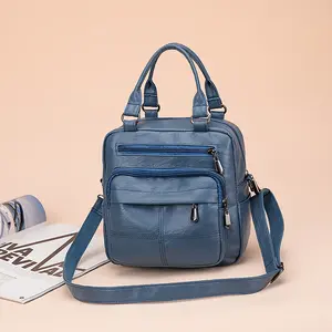 Wholesale Women's Retro New Fashion Sling Handbag Fashion Shoulder Bag PU Leather Women's Handle Backpack with Pockets