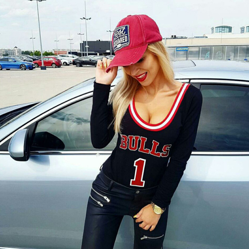 Factory direct hot sale  knitting long sleeve o-neck printed bodycon bottom Jumpsuit