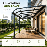 Toldo de Policarbonato para Patio, Estructura de Aleación de Aluminio, Toldo Fijo Estándar, Impermeable, Protección UV contra la Lluvia, Cubierta para Terraza y Balcón