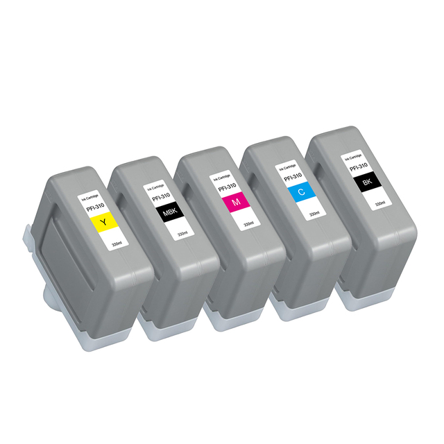 Ocbestjet 5 Colors 310 PFI-310 Compatible Ink Cartridge for Canon Full With Pigment Ink for Canon TX2000 TX3000 TX4000 Printer