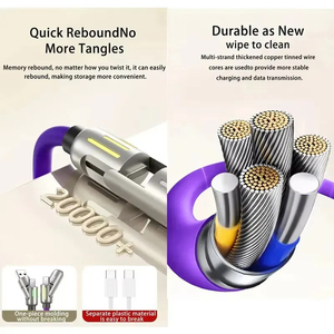 <span class=keywords><strong>Cable</strong></span> de Datos <span class=keywords><strong>USB</strong></span> <span class=keywords><strong>Tipo</strong></span> C de Carga Súper Rápida 4 en 1 de 240 W, de Silicona Líquida y Aleación de Aluminio para Teléfono 16, Huawei, Samsung, Xiaomi - Product Image 5