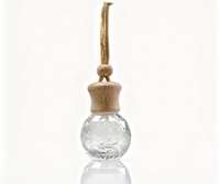 Diffuseur de parfum pour voiture, flacon en verre de 11 ml, vide, avec couvercle en bois, forme sphérique de diamant, portable, à suspendre, luxe