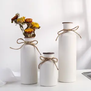 Nordic Sederhana Putih dan Hitam Zen Jepang Tembikar Kasar Ware Pengaturan Bunga Dekorasi Vas Keramik Buatan Tangan
