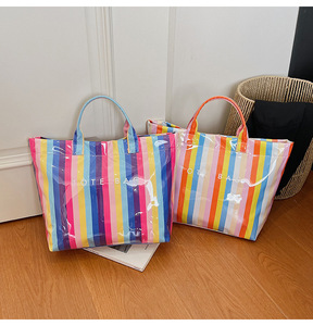 <span class=keywords><strong>Sac</strong></span> fourre-tout en PVC rayé populaire pour l'été, grande capacité, design tendance, sacs à main <span class=keywords><strong>de</strong></span> <span class=keywords><strong>voyage</strong></span> et <span class=keywords><strong>de</strong></span> shopping pour femmes - Product Image 6