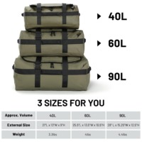 Sac de voyage étanche de grande capacité 60L, sac à dos convertible en bandoulière, robuste et résistant, pour la pêche, les voyages, le cyclisme, la navigation de plaisance