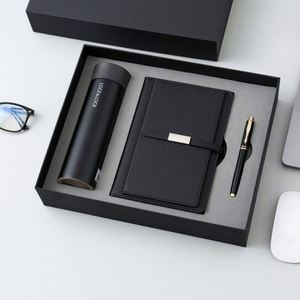 Custom Logo Luxury Corporate Gift Set Refillable Stationery Notebook Water Bottle Set A5 Business Leather Thermos Cup <b>Journal</b> - Product Image 3