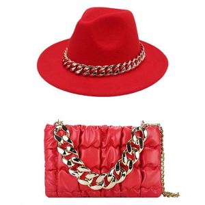 Conjunto de Sombrero y Bolso de Lujo para Mujer con Logotipo Personalizado, Sombrero Fedora - Product Image 3
