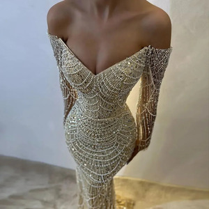 Elegante Abito da Sera di Lusso Stile Dubai a Sirena con Spalle Scoperte 2024 per Donna Abiti da Cerimonia Nuziale <span class=keywords><strong>Maniche</strong></span> <span class=keywords><strong>Lunghe</strong></span> Sz309 - Product Image 6