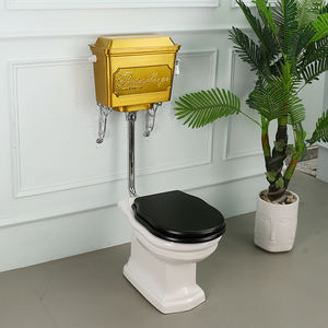 Butterfleoge Rétro Ensemble de toilette deux pièces à mi-niveau Victorien en aluminium Citerne Brevet Design Montage au sol Fermeture lente - Product Image 2