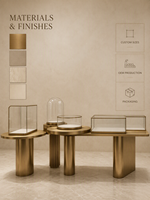 Vitrine de présentation de bijoux en verre ronde personnalisée pour les acheteurs en gros, les bijouteries et les projets d'aménagement intérieur
