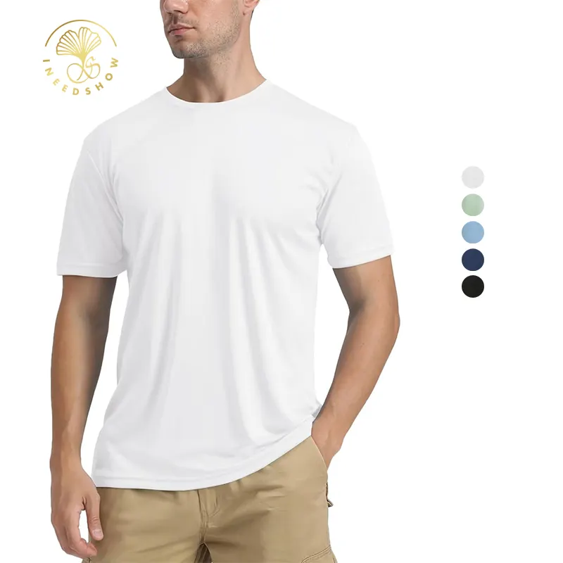 Custom Printing Mannen Sport Draag Zomer Snel Drogend Zacht Aderende Witte Smock Nals Atletisch T-Shirt Voor Mannen