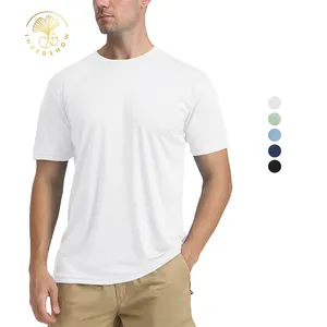 Impression personnalisée vêtements de sport pour hommes été séchage rapide doux respirant blanc col montant t-shirt athlétique pour hommes