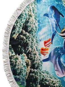 Toalla de Playa Redonda Grande con Estampado Digital, 100% Poliéster, Absorbente, Suave, Ecológica, Libre de Arena, de Secado Rápido para Uso en Verano - Product Image 5