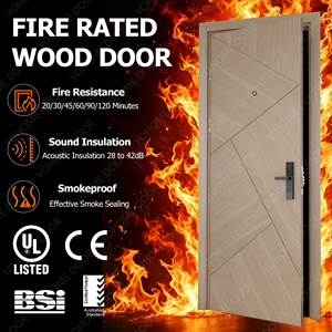 <span class=keywords><strong>Porte</strong></span> d'entrée de chambre d'hôtel de luxe certifiée CE EN16034, résistante au feu <span class=keywords><strong>EI</strong></span> <span class=keywords><strong>30</strong></span>/60 minutes, en bois, pour chambre d'hôtel - Product Image 1