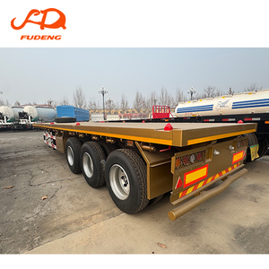 Remorque plateau robuste à trois essieux, remorques de camion plateau 3 essieux avec plaque antidérapante pour le <span class=keywords><strong>transport</strong></span> de conteneurs sur châssis de port en Afrique - Product Image 5