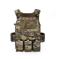 PTG Set gendongan pelat PC MOLLE V5 lepas cepat dengan ikat pinggang ringan kantong tiga Mag untuk Game CS Air lembut