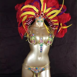 Venta caliente <span class=keywords><strong>de</strong></span> alta calidad Samba Rio <span class=keywords><strong>carnaval</strong></span> disfraz Sexy danza del vientre traje <span class=keywords><strong>con</strong></span> tocado <span class=keywords><strong>de</strong></span> <span class=keywords><strong>plumas</strong></span> - Product Image 1