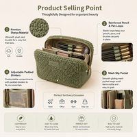 Sac à Main Cosmétique en Velours Doux et Peluche Personnalisé d'Usine, Trousse de Toilette Haute Qualité, Couleurs Bonbon, Portable et Douillette