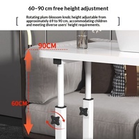 Table de Chevet Portable et Réglable en MDF avec Surface en Panneau de Densité et Rangement à Roulettes pour Petit Appartement, Chambre à Coucher, Bureau d'Ordinateur