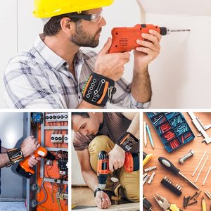 Braccialetto <span class=keywords><strong>magnetico</strong></span>-<span class=keywords><strong>bracciale</strong></span> da uomo e da donna con 20 potenti magneti per contenere viti, chiodi e punte da trapano - Product Image 3