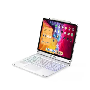 Para tableta iPad PRO de 12,9 pulgadas, con funda de bolígrafo, retroiluminación giratoria, teclado inalámbrico 360