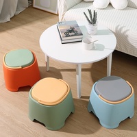 Tabouret en plastique épaissi avec poignée, design antidérapant pour salon, salle de bain, salle à manger - Modèle 5551, petit pouf pour adulte