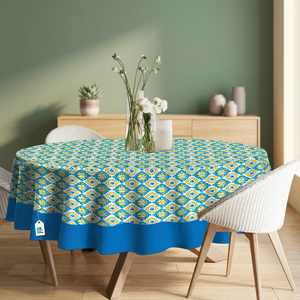 Elegant Cotton <b>Round</b> <b>Tablecloth</b> 60 Inch Floral Woven Design Oilproof Waterproof for Home Dining and Party Decoration - Product Image 2