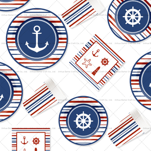 DAMAI Nautical Anchor Party Supplies Navy Nautical Party Plates Sailor Boat <b>Disposable</b> Anchor Theme <b>Tableware</b> Set Serves 8 - Product Image 5
