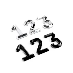 Customized Hot Sales Abs Plastic Auto Emblems Number Car Emblem Badge Logo Stickers For Adhesive Car Plate Number