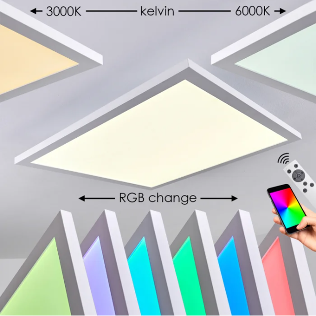 Light for Home AC220-240V DC24V RGB CCT Lighting Smart Wi-Fi Tuya App Control Indoor Square Recessed Ceiling LED Panel Lights
