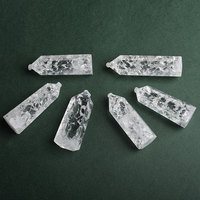Pierres de guérison artisanat pierres précieuses tour de Quartz poli clair feu et glace craquelé Quartz Point pour Fengshui