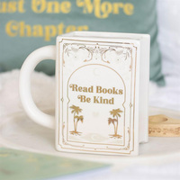 Tasse en céramique en forme de livre avec décoration littéraire « Lisez des livres, soyez gentil », tasse à café et à thé en céramique blanche en forme de livre