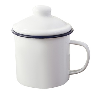 Tasses à sublimation émaillées noires à rebord vierge, en acier inoxydable, avec couvercle, pour le camping, les pique-niques et le café en extérieur, vente en gros - Product Image 5