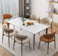 Chaise de salle à manger moderne en bois massif, style luxe léger, dossier simple, revêtement en cuir anti-griffures, pour la maison
