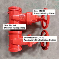 Vanne à opercule rainurée en fonte ductile pour lutte contre l'incendie, type OSY, 200 PSI, dispositif de sécurité pour réseau d'hydrant, à volant manuel, à joint élastique