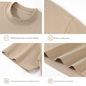 2025 트렌디 한 브랜드 100% 면 니트 티셔츠 반팔 오프 숄더 버전 남성 여성 유럽 크기 새로운 작은 목선 - Product Image 4