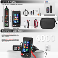 Rsrteng LT-600T Tester per Cavi con Schermo Touch da 4 Pollici, Strumento di Diagnosi Rete con Supporto TDR DMM OPM, Misuratore di Livello Hi-POE, Tracciatore di Cavi con Lunghezza NCV