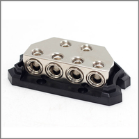 Bloc de distribution d'alimentation audio pour voiture 4 voies, 2 entrées 0,2/4 AWG vers 4 sorties 0,2/4 AWG, répartiteur de masse pour amplificateur avec couvercle