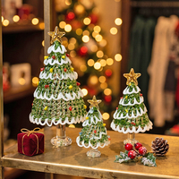 Modernes Mini-Murano-Glas Weihnachtsbaum-Set Handgefertigte Kristall-Weihnachtsbaum-Figuren für Büro-Schreibtisch Tischdekoration Feiertagsgeschenke