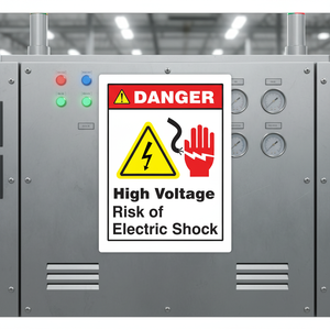 Danger High Voltage Electric Shock Safety Sign Adhesive Sticker Industrial <b>Machines</b> Workplace Safety Waterproof Scratchproof - Product Image 3