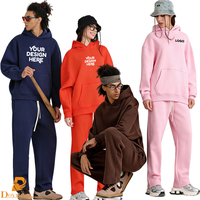 Ensemble sweat à capuche et pantalon de jogging en molleton ample pour homme et femme, épais et chaud, style streetwear oversize pour le quotidien et la maison